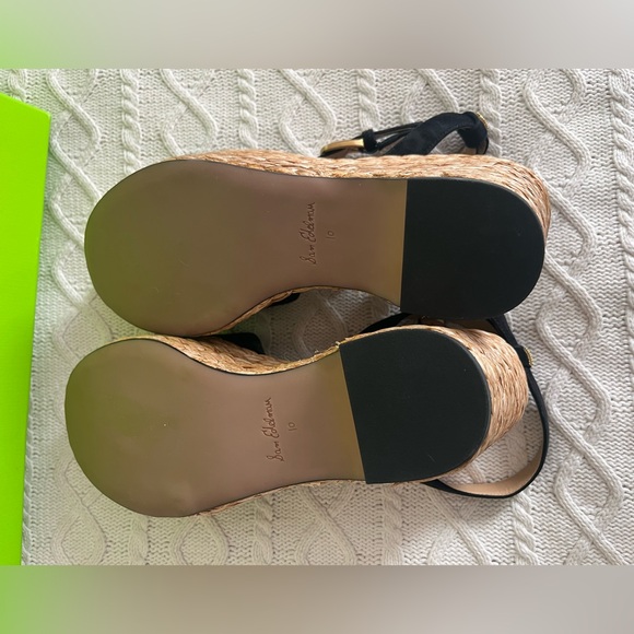 New! Sam Edelman Black Suede Wedge Platform Sandals Women’s Size 10 - Picture 7 of 15